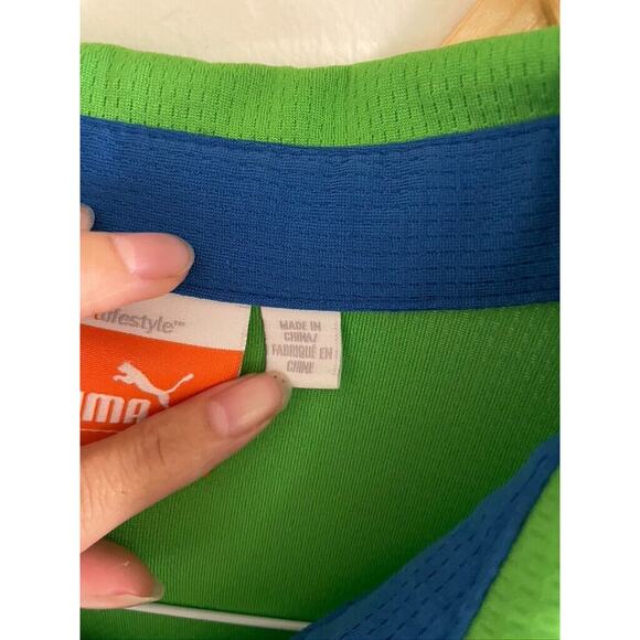 PUMA Polo Neon Green Golf Sports Lifestyle Short Sleeve Mens Large - Picture 8 of 9